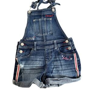 Jordache overall shorts child M(7-8) blue Love believe  pockets